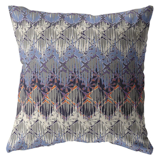 18” Blue Gray Hatch Zippered Suede Throw Pillow - Homeroots