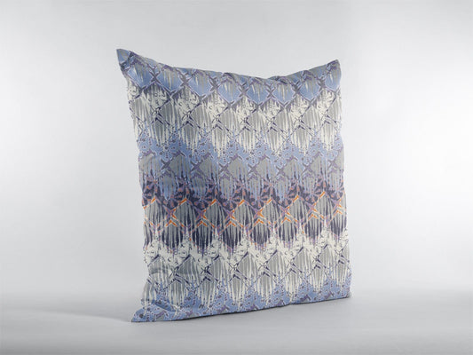 18” Blue Gray Hatch Zippered Suede Throw Pillow - Homeroots