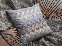 18” Blue Gray Hatch Zippered Suede Throw Pillow - Homeroots