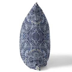 16” Indigo Boho Ornate Zippered Suede Throw Pillow - Homeroots