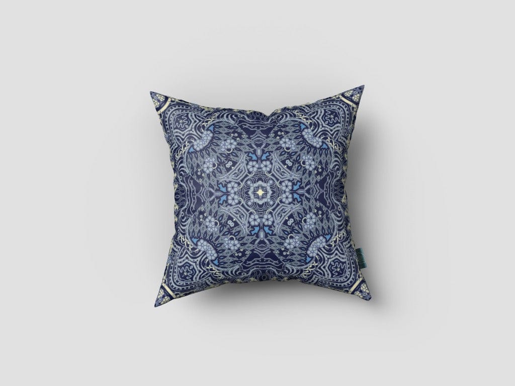 18” Indigo Boho Ornate Zippered Suede Throw Pillow - Homeroots