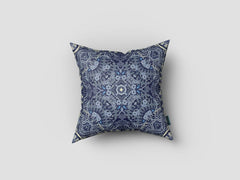 18” Indigo Boho Ornate Zippered Suede Throw Pillow - Homeroots