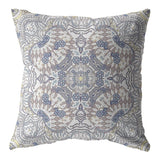 16” Yellow Gray Boho Ornate Zippered Suede Throw Pillow - Homeroots