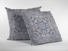 16” Yellow Gray Boho Ornate Zippered Suede Throw Pillow - Homeroots