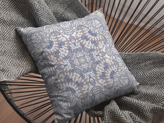 16” Yellow Gray Boho Ornate Zippered Suede Throw Pillow - Homeroots
