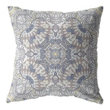 18” Yellow Gray Boho Ornate Zippered Suede Throw Pillow - Homeroots