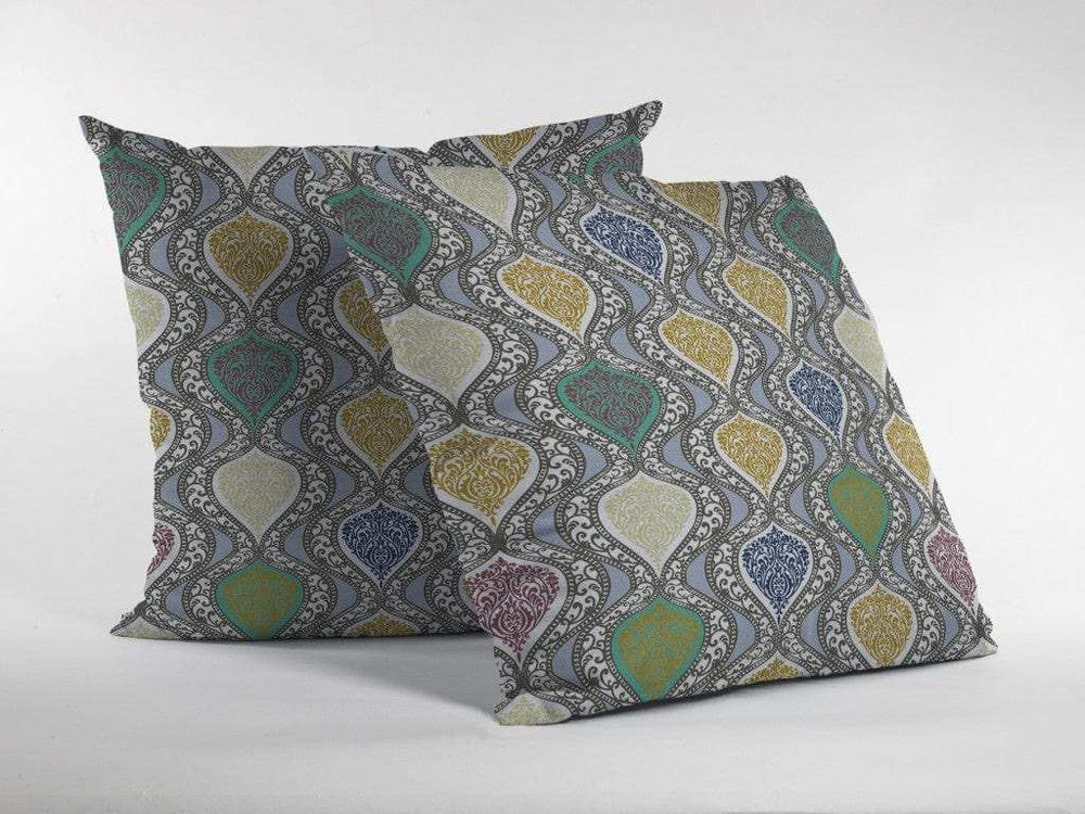 16” Gray Gold Ogee Zippered Suede Throw Pillow - Homeroots - Flyclothing LLC
