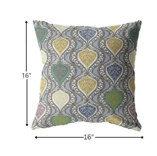 16” Gray Gold Ogee Zippered Suede Throw Pillow - Homeroots - Flyclothing LLC