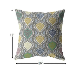 16” Gray Gold Ogee Zippered Suede Throw Pillow - Homeroots