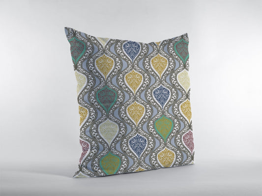 18” Gray Gold Ogee Zippered Suede Throw Pillow - Homeroots