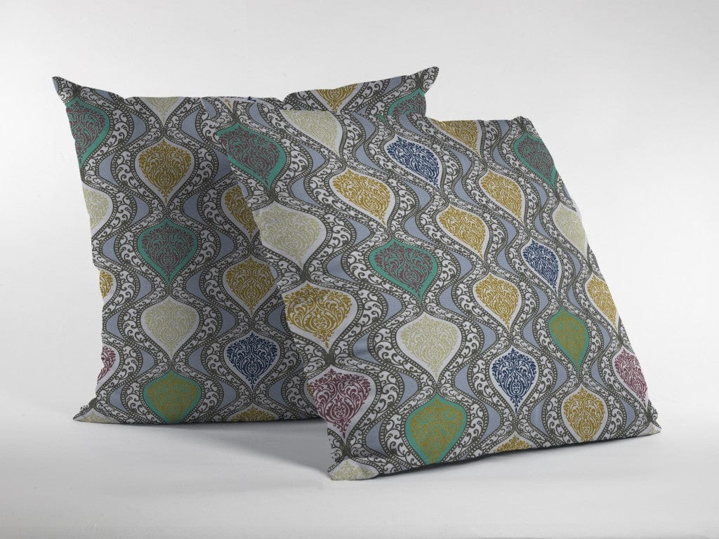 18” Gray Gold Ogee Zippered Suede Throw Pillow - Homeroots