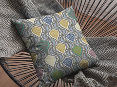 18” Gray Gold Ogee Zippered Suede Throw Pillow - Homeroots