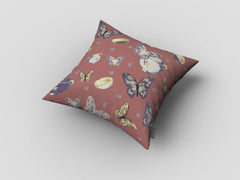 18" Copper Rose Butterflies Zippered Suede Throw Pillow - Homeroots