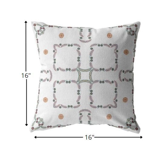 16” White Floral Suede Zippered Throw Pillow - Homeroots