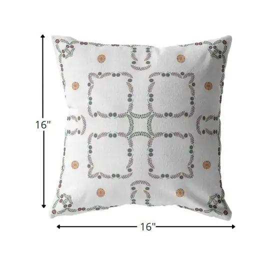 16” White Floral Suede Zippered Throw Pillow - Homeroots - Flyclothing LLC