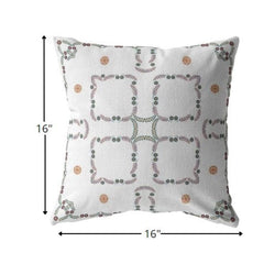 16” White Floral Suede Zippered Throw Pillow - Homeroots