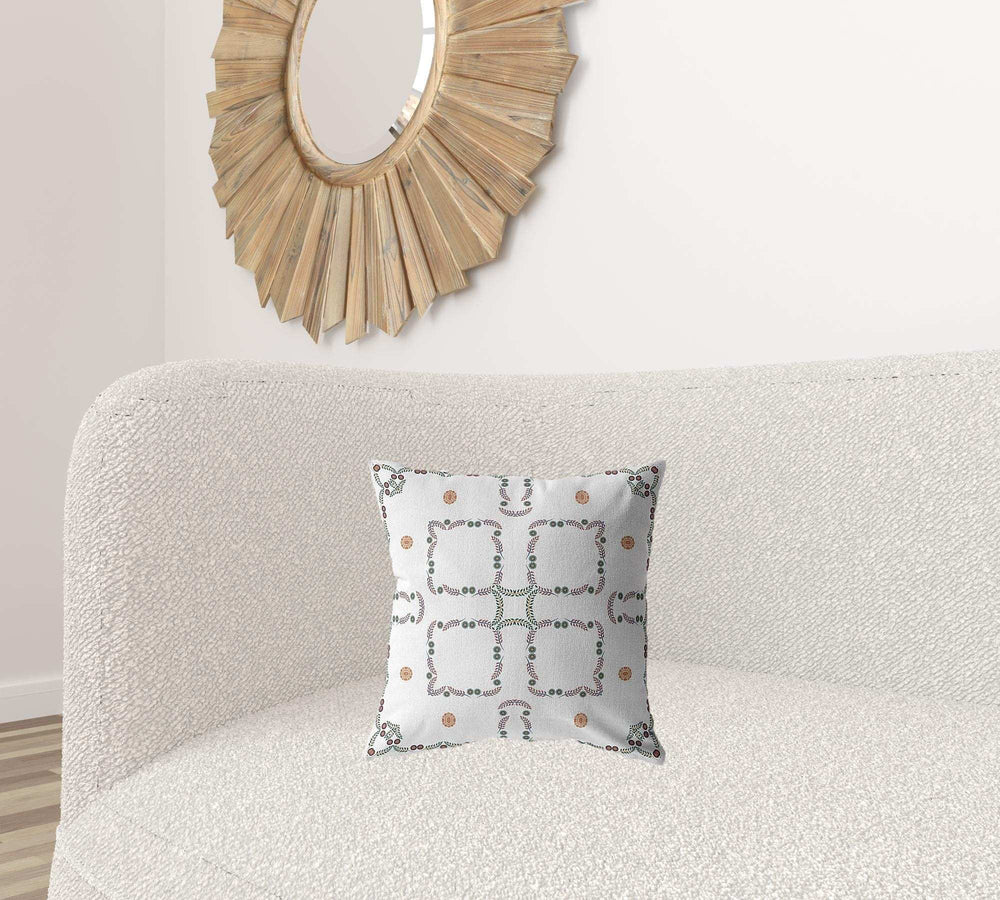 16” White Floral Suede Zippered Throw Pillow - Homeroots - Flyclothing LLC
