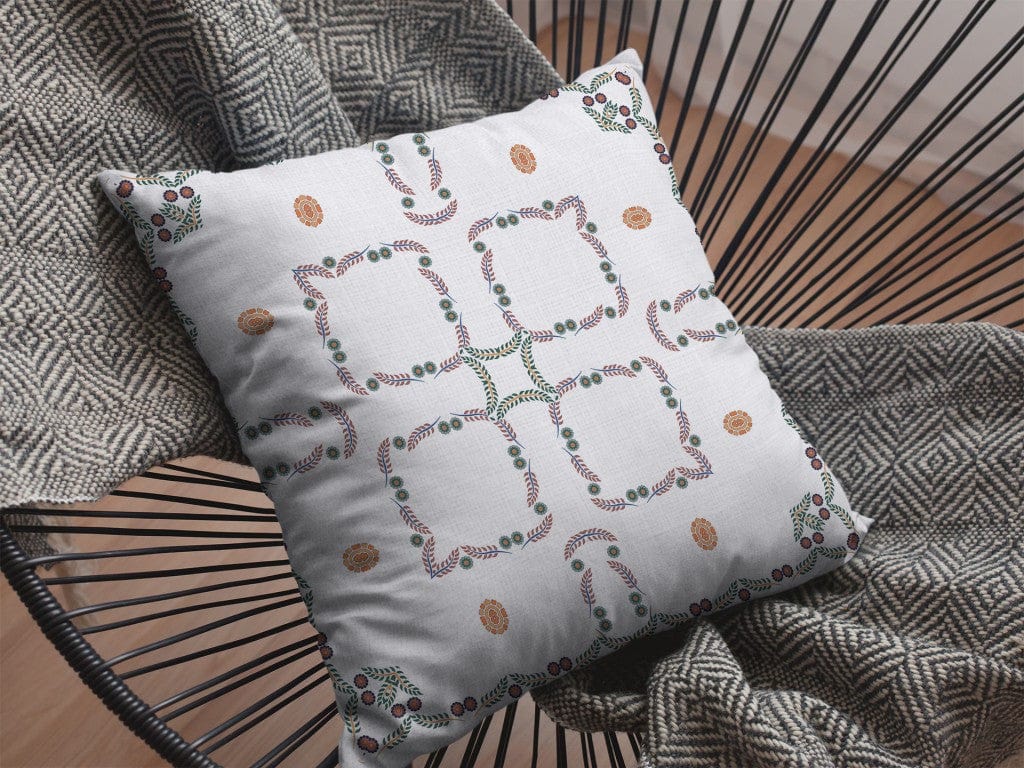 18” White Floral Suede Zippered Throw Pillow - Homeroots