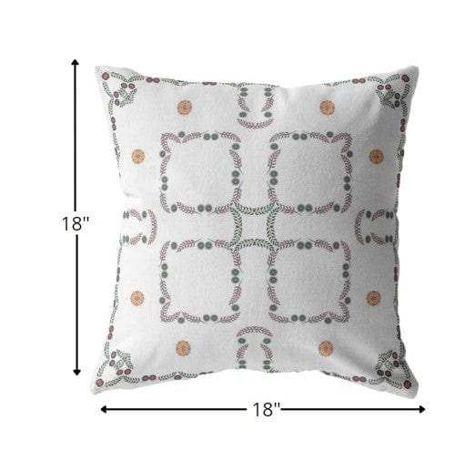 18” White Floral Suede Zippered Throw Pillow - Homeroots - Flyclothing LLC