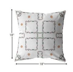 18” White Floral Suede Zippered Throw Pillow - Homeroots
