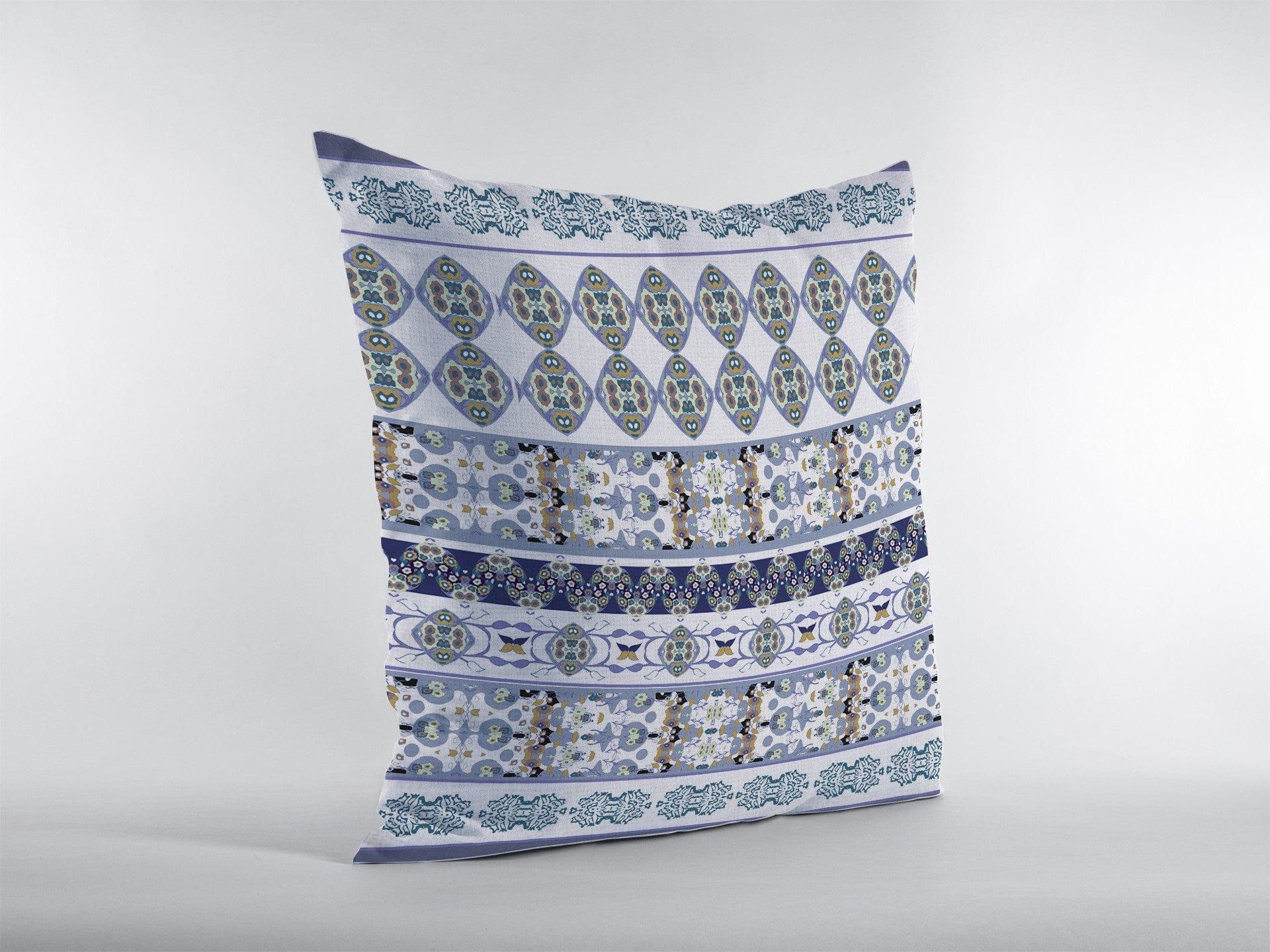 16” Navy White Strips Zippered Suede Throw Pillow - Homeroots