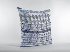 18” Navy White Strips Zippered Suede Throw Pillow - Homeroots