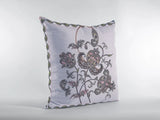 16” Gray White Wildflower Zippered Suede Throw Pillow - Homeroots