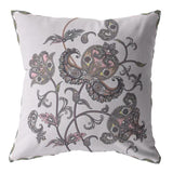 18” Gray White Wildflower Zippered Suede Throw Pillow - Homeroots