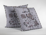 18” Gray White Wildflower Zippered Suede Throw Pillow - Homeroots