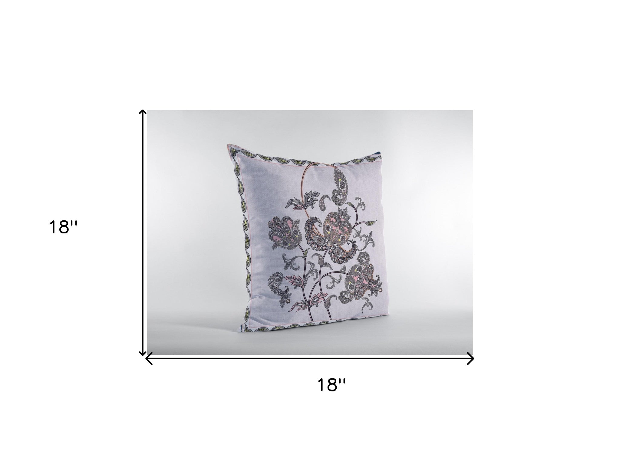 18” Gray White Wildflower Zippered Suede Throw Pillow - Homeroots