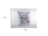 18” Gray White Wildflower Zippered Suede Throw Pillow - Homeroots - Flyclothing LLC