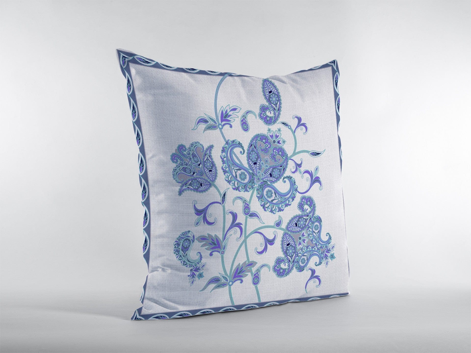 16” Blue White Wildflower Zippered Suede Throw Pillow - Homeroots
