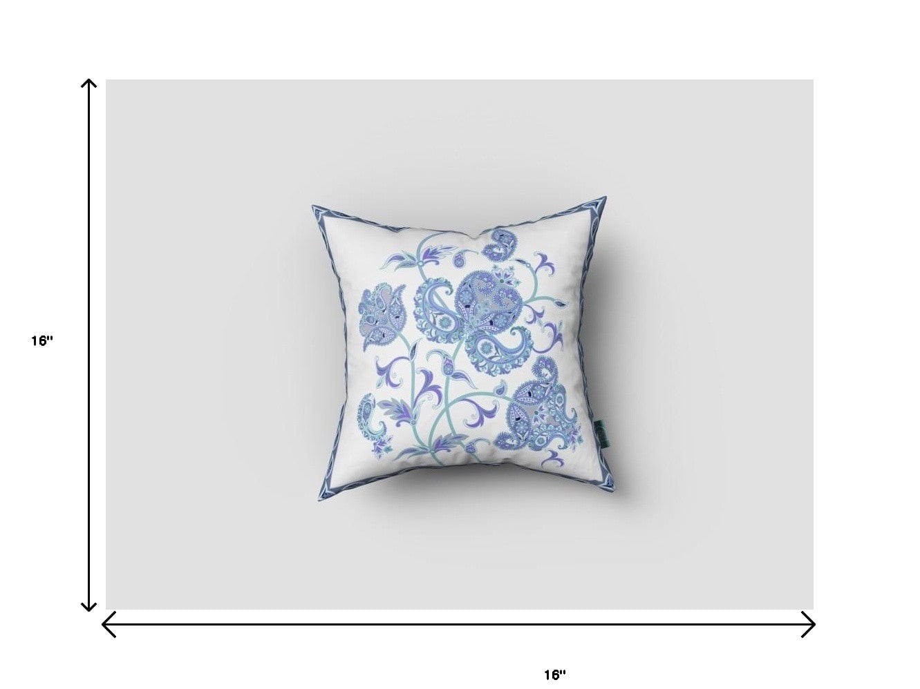 16” Blue White Wildflower Zippered Suede Throw Pillow - Homeroots