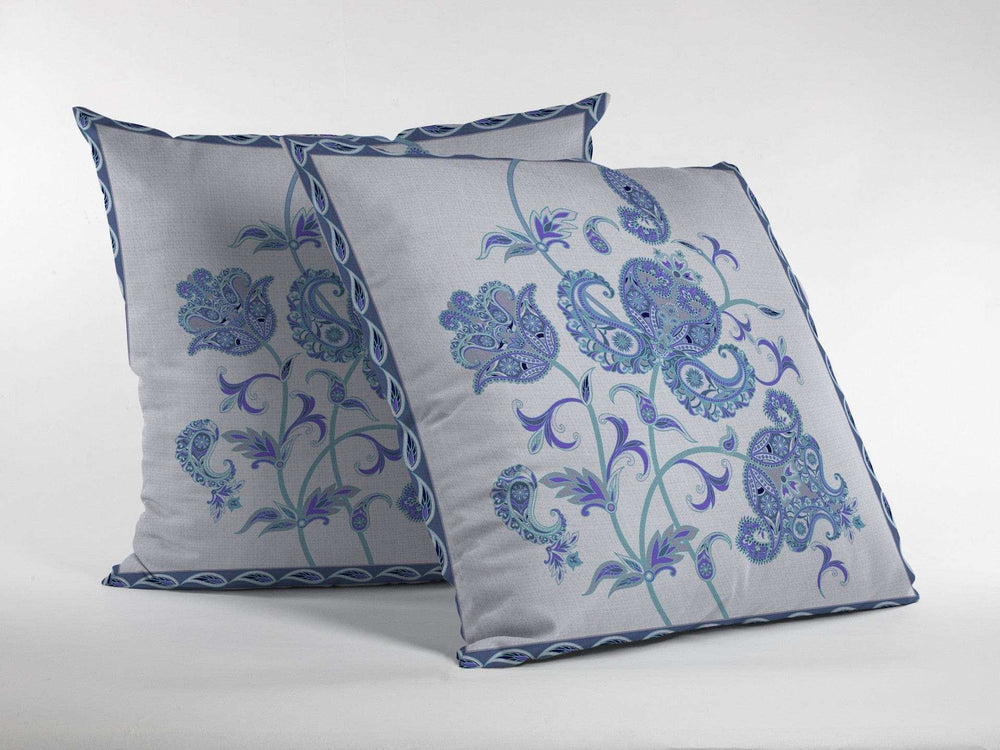 18” Blue White Wildflower Zippered Suede Throw Pillow - Homeroots - Flyclothing LLC