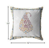 16” Red White Paisley Suede Zippered Throw Pillow - Homeroots - Flyclothing LLC