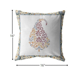 16” Red White Paisley Suede Zippered Throw Pillow - Homeroots