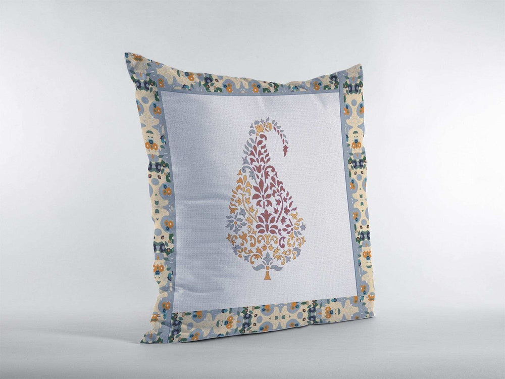 18” Red White Paisley Suede Zippered Throw Pillow - Homeroots - Flyclothing LLC