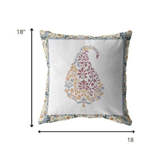 18” Red White Paisley Suede Zippered Throw Pillow - Homeroots - Flyclothing LLC