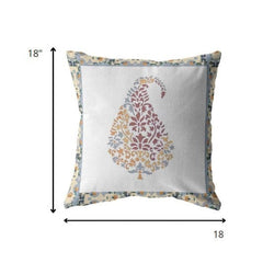 18” Red White Paisley Suede Zippered Throw Pillow - Homeroots
