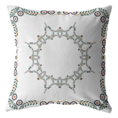 16"x16" White Zippered Suede Floral Throw Pillow - Homeroots