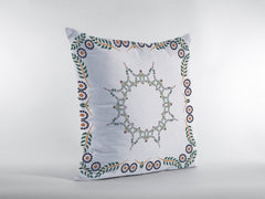 18"x18" White Zippered Suede Floral Throw Pillow - Homeroots