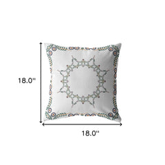 18"x18" White Zippered Suede Floral Throw Pillow - Homeroots