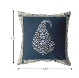 16” Orange Navy Paisley Suede Zippered Throw Pillow - Homeroots - Flyclothing LLC