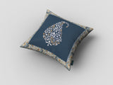 18” Orange Navy Paisley Suede Zippered Throw Pillow - Homeroots