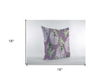 16” White Purple Tropical Leaf Zippered Suede Throw Pillow - Homeroots - Flyclothing LLC