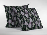 16” Black Purple Fall Leaves Zippered Suede Throw Pillow - Homeroots