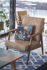 18" Navy Blue Garden Zippered Suede Throw Pillow - Homeroots