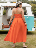 Plus Size Halter Neck Midi Dress - Trendsi