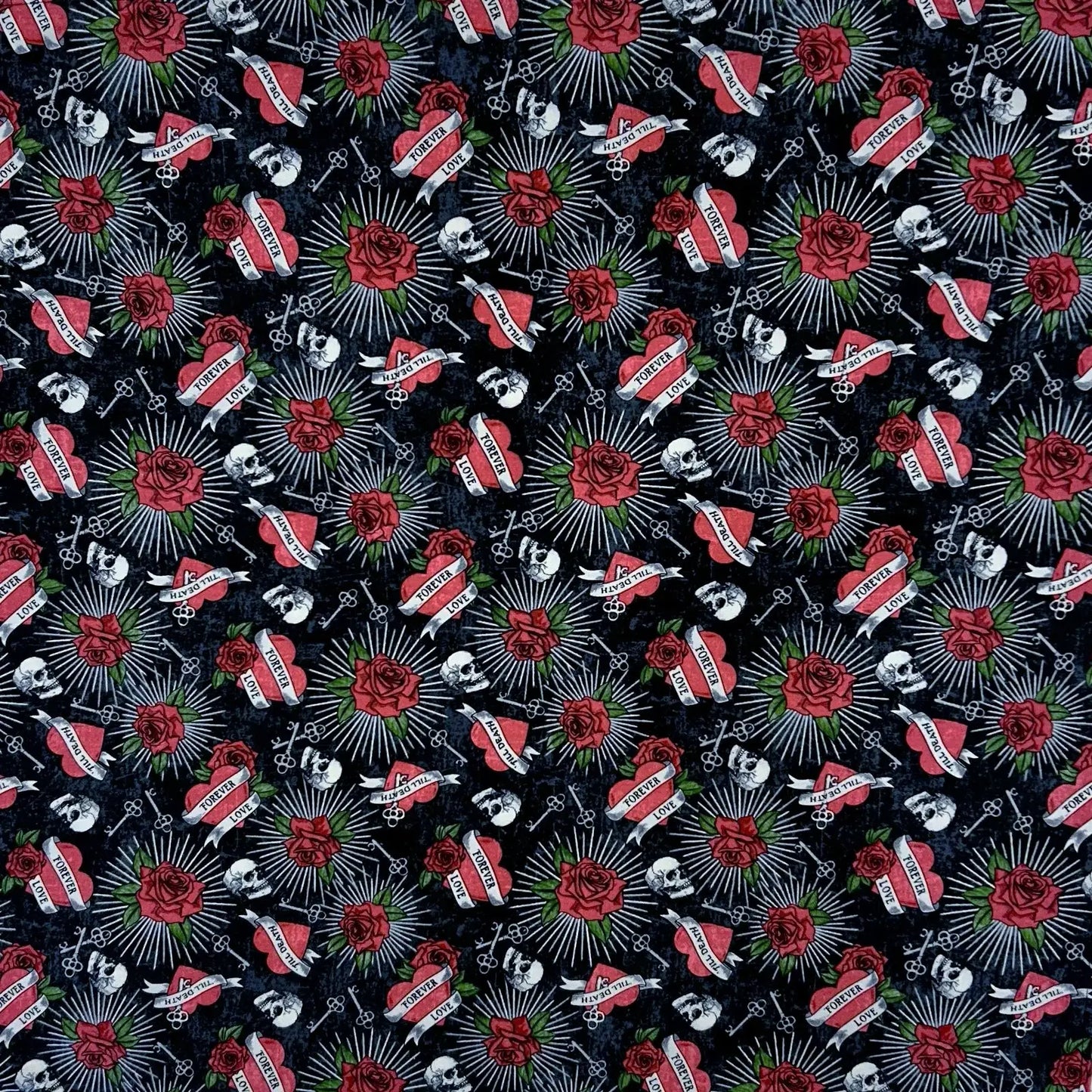 Rockmount Ranch Ware Cowboy Skulls & Hearts Western Cotton Bandana in Black - Rockmount Clothing - Flyclothing LLC