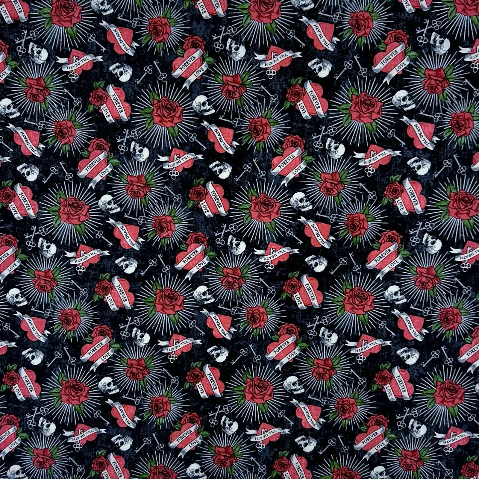 Rockmount Ranch Ware Cowboy Skulls & Hearts Western Cotton Bandana in Black - Rockmount Clothing - Flyclothing LLC